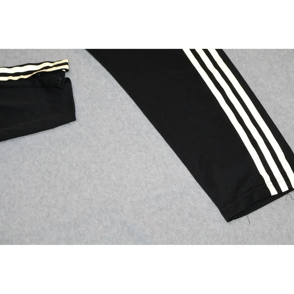 Adidas Track Pants Mens Large Black Reflective Gold 3-Stripe Ankle Zip Joggers